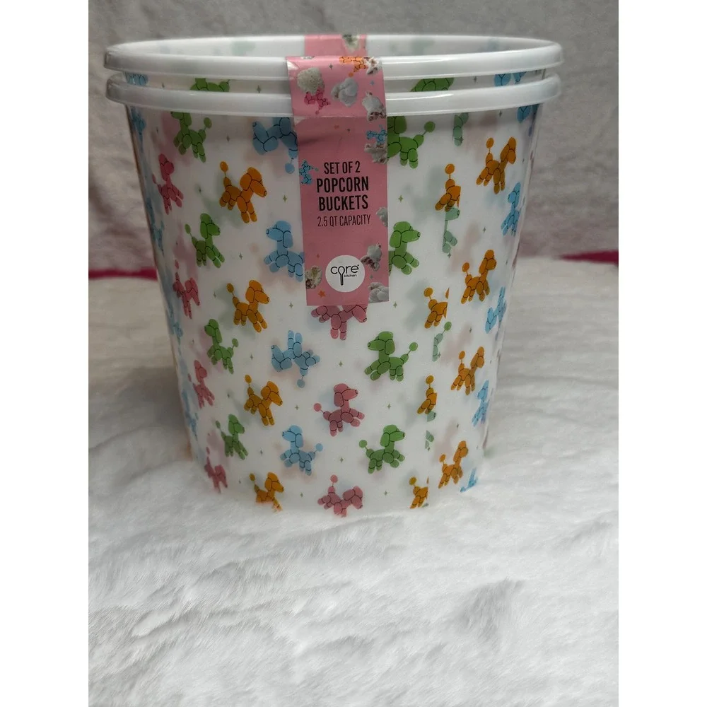 Core Kitchen Balloon Dog Popcorn Buckets Set of 2 Reusable 2.5 QT Movie  Tubs